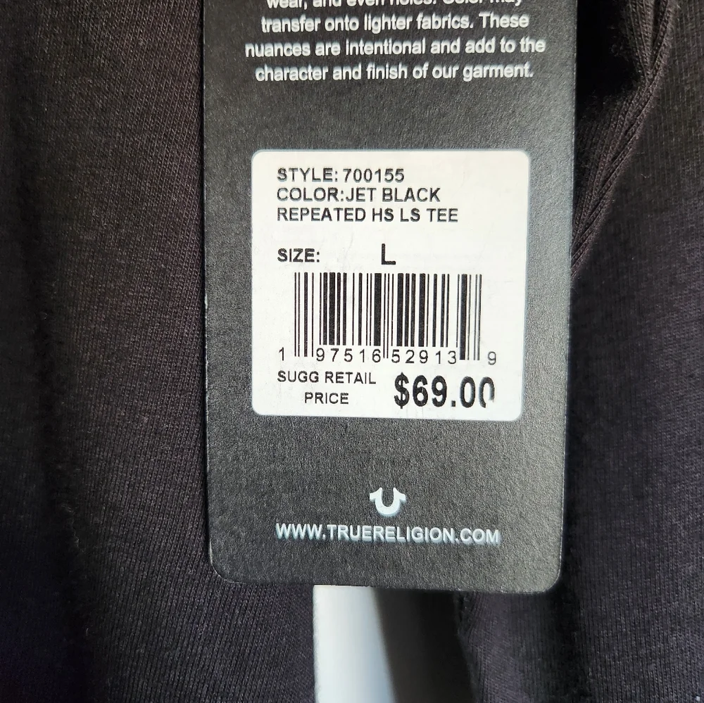 True Religion Black Long Sleeve Tee